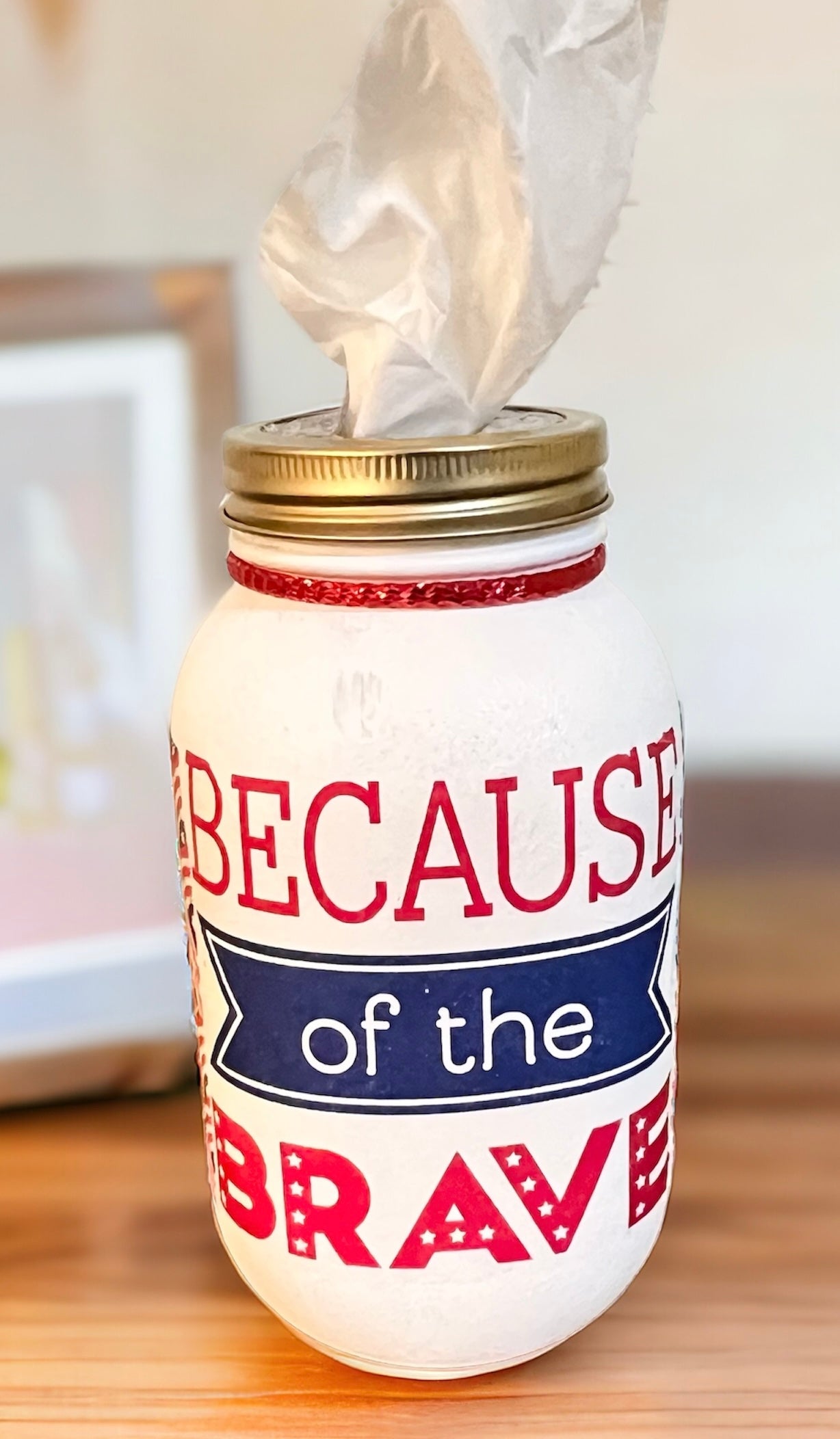 Custom Mason Jar Tissue Holder: Patriotic Themed