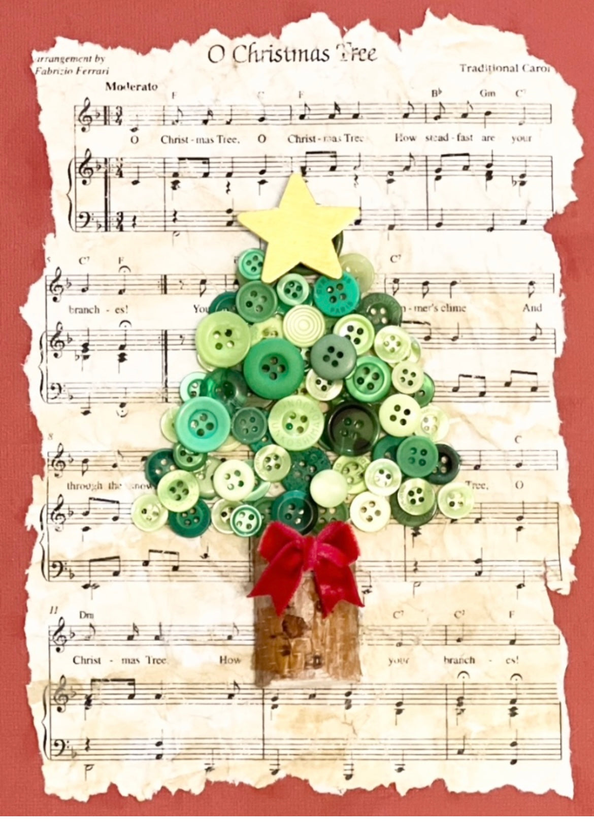Button Art - Inspired by “O Christmas Tree” | 8”x10” Frame | handmade gift | hostess gift | teacher gift