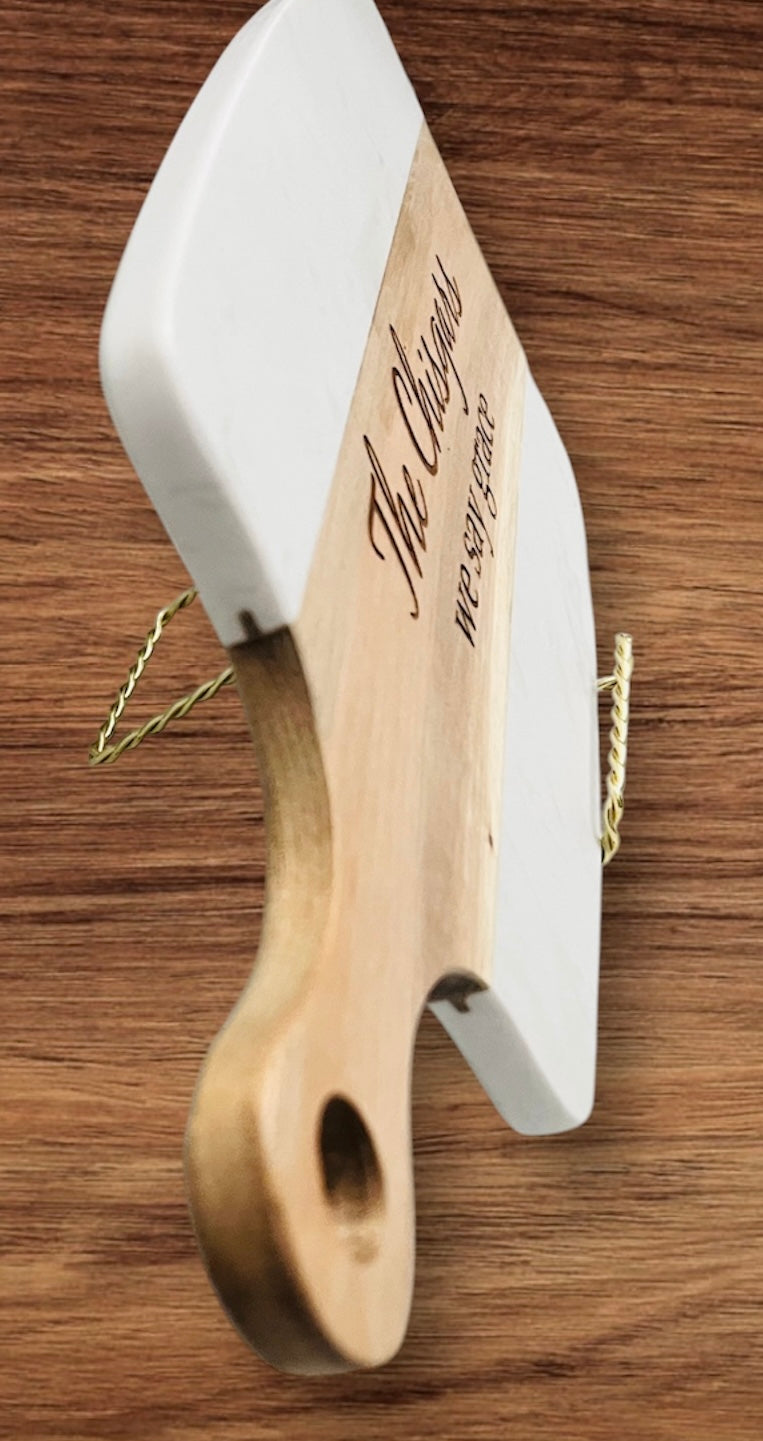 Custom | Engraved Wood & Marble Cutting Board | Wedding Gift | Pastor Gift | Bridal Shower | Anniversary Gift | House Warming Gift