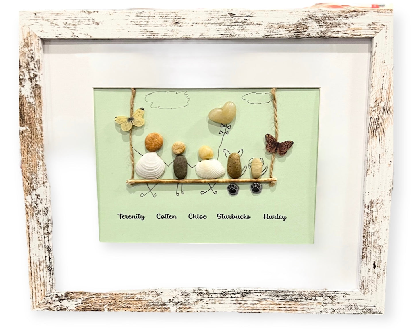 Family of 5 - 8 Custom Pebble/Shell Art