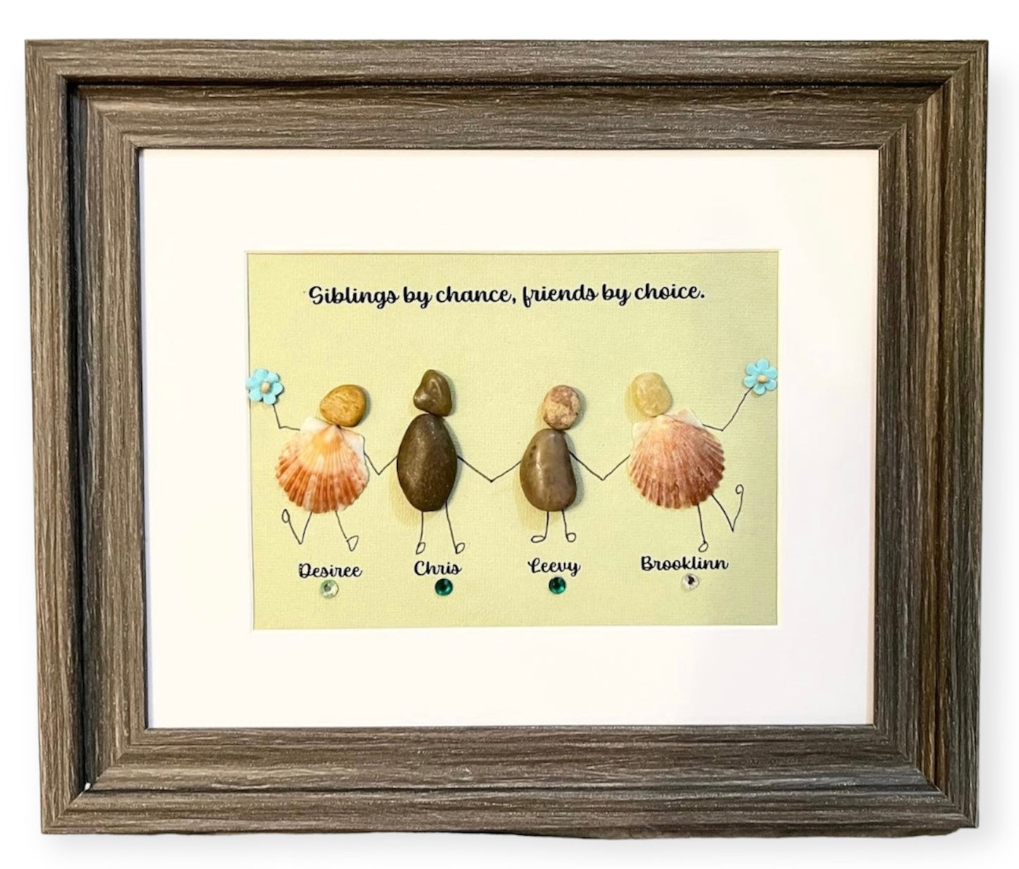 Family of 2 - 4 Custom Pebble/Shell Art