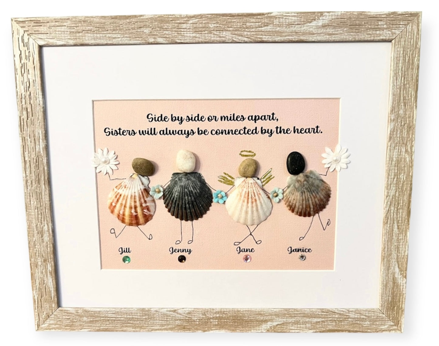 Family of 2 - 4 Custom Pebble/Shell Art