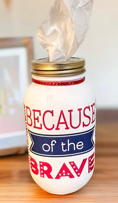 Custom Mason Jar Tissue Holder:  Patriotic Themed
