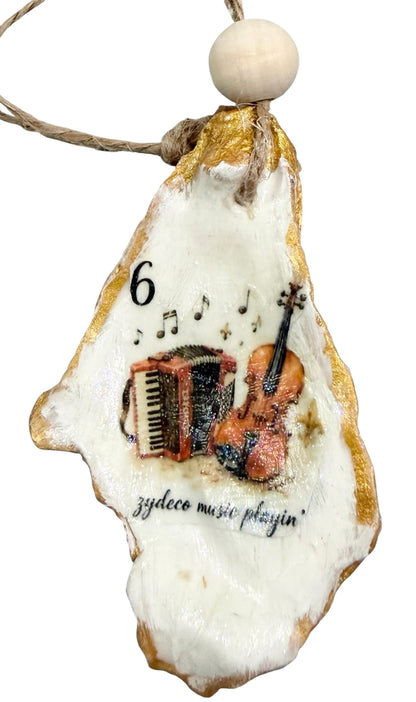 12 Days of Cajun Christmas Oyster Shell Ornament Set: