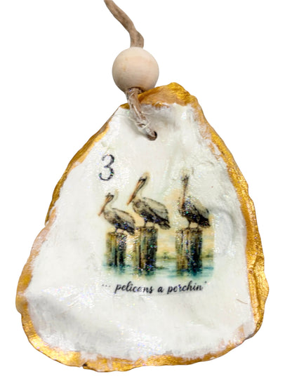 12 Days of Cajun Christmas Oyster Shell Ornament Set: