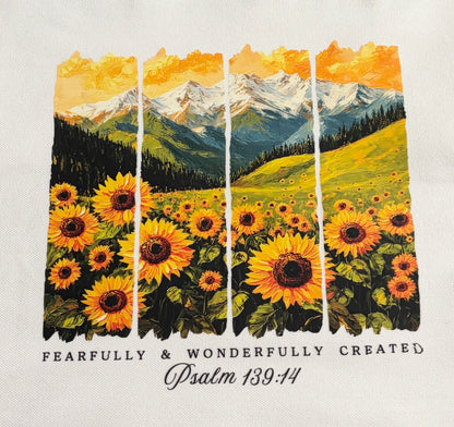 Christian Canvas Tote with Coordinating Zippered Pouch - Black Theme with Sunflowers