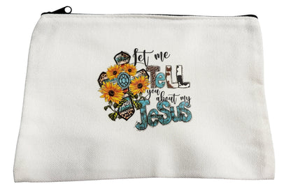 Christian Canvas Tote with Coordinating Zippered Pouch - Black Theme with Sunflowers