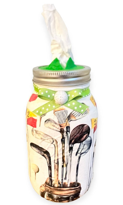 Mason Jar Tissue Holder:  Golf Themed