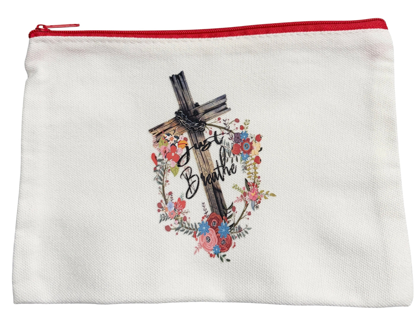 Christian Canvas Tote with Coordinating Zippered Pouch - Red Theme
