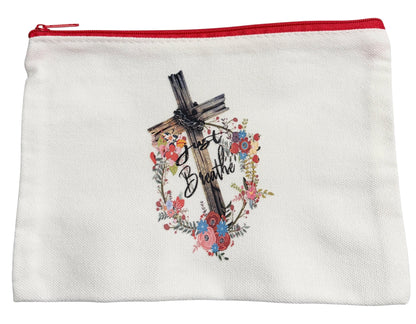 Christian Canvas Tote with Coordinating Zippered Pouch - Red Theme