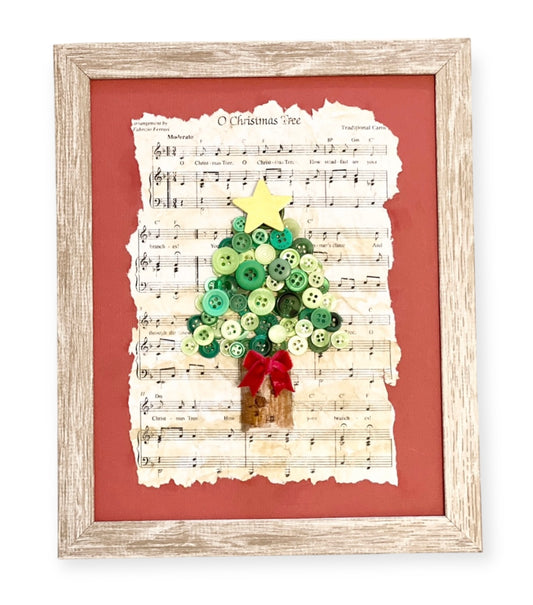 Button Art - Inspired by “O Christmas Tree” | 8”x10” Frame |  handmade gift | hostess gift | teacher gift