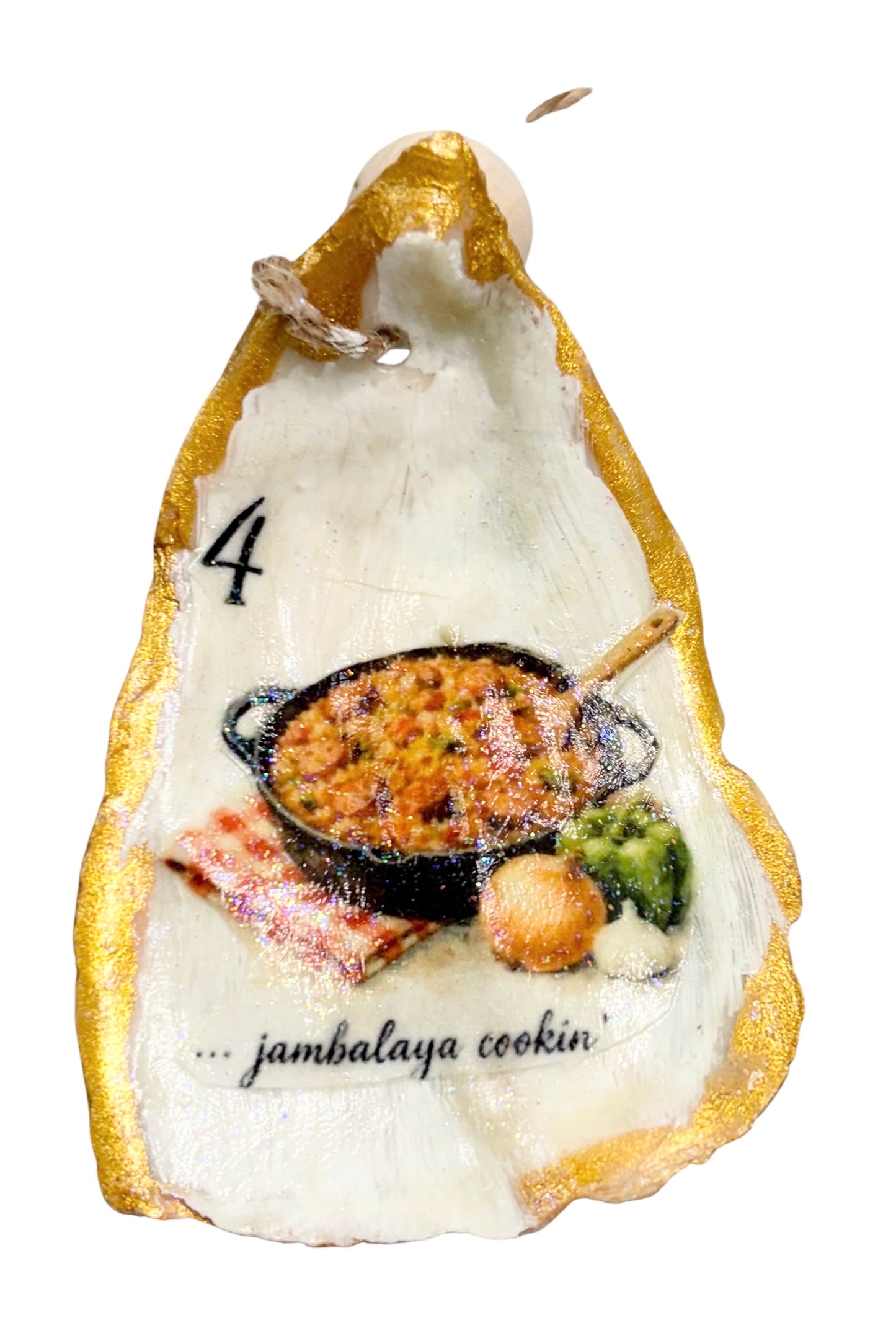 12 Days of Cajun Christmas Oyster Shell Ornament Set:
