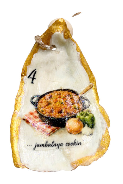 12 Days of Cajun Christmas Oyster Shell Ornament Set: