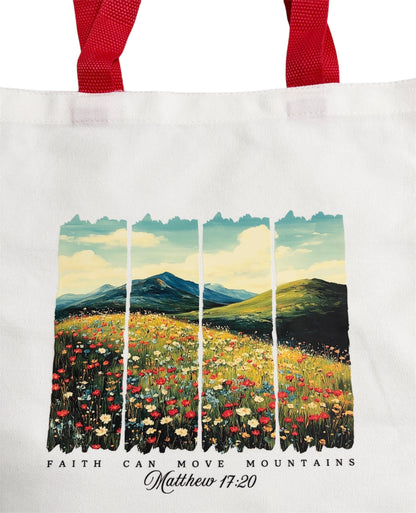 Christian Canvas Tote with Coordinating Zippered Pouch - Red Theme