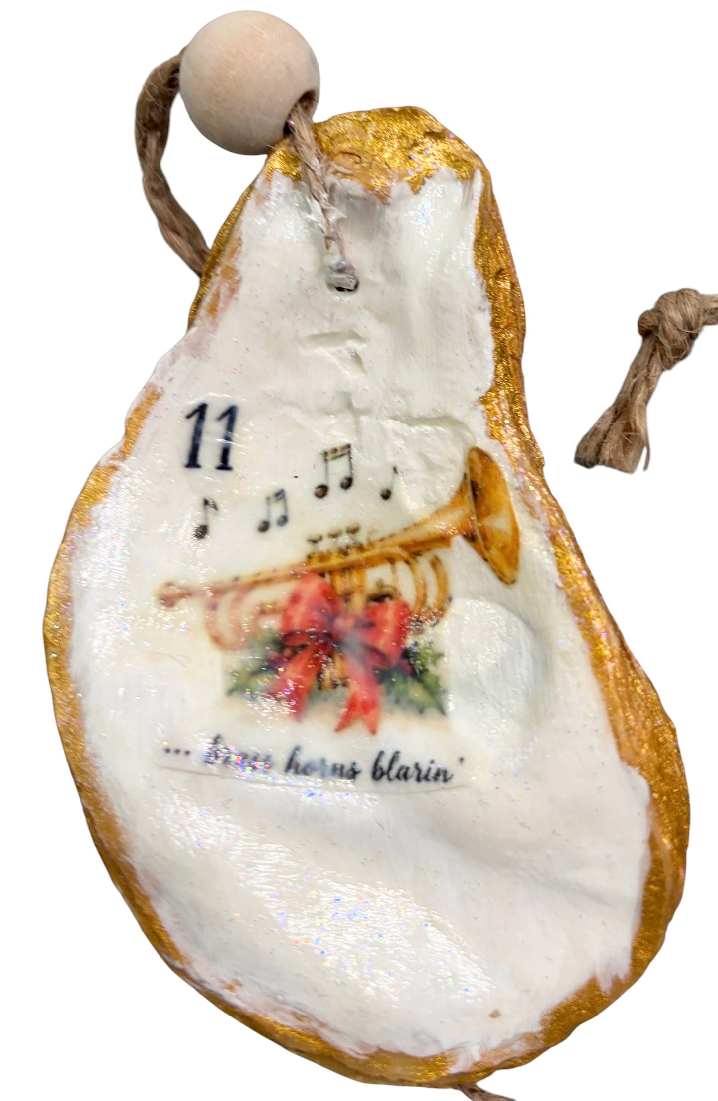 12 Days of Cajun Christmas Oyster Shell Ornament Set: