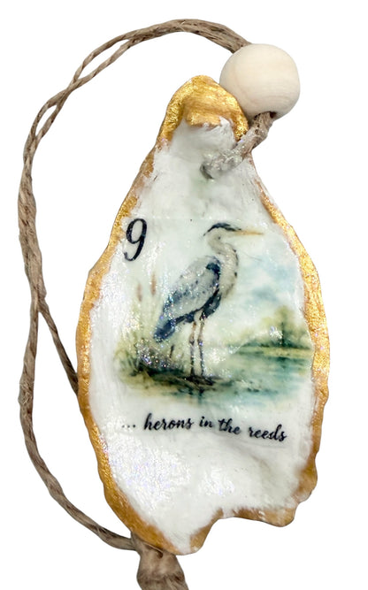 12 Days of Cajun Christmas Oyster Shell Ornament Set: