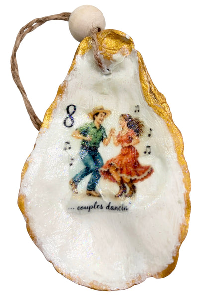 12 Days of Cajun Christmas Oyster Shell Ornament Set: