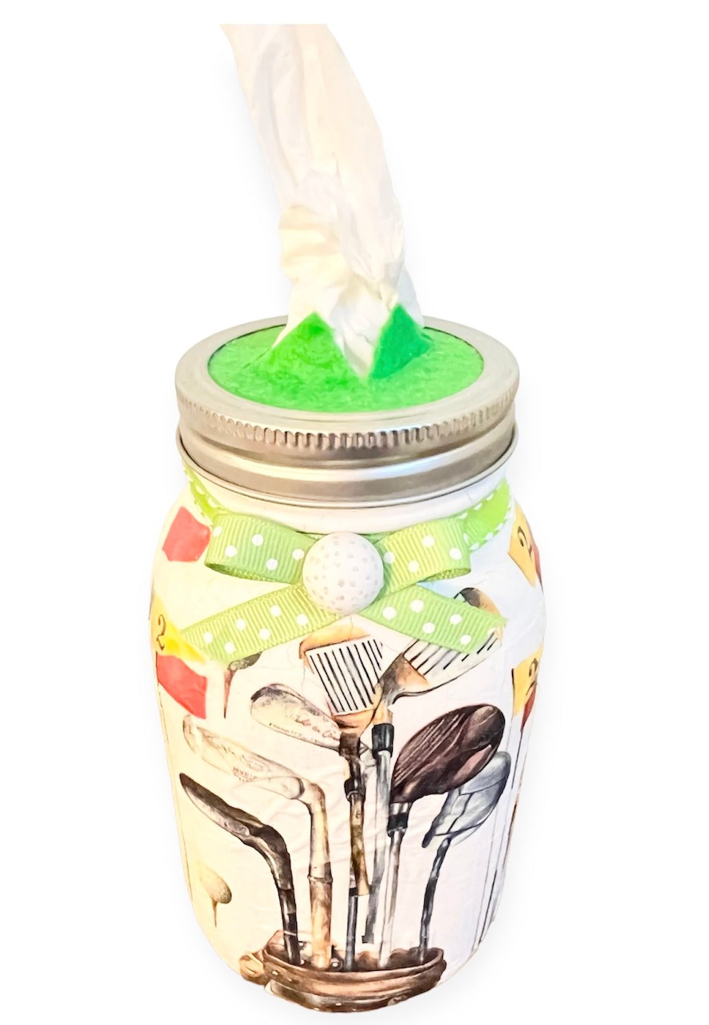 Mason Jar Tissue Holder:  Golf Themed