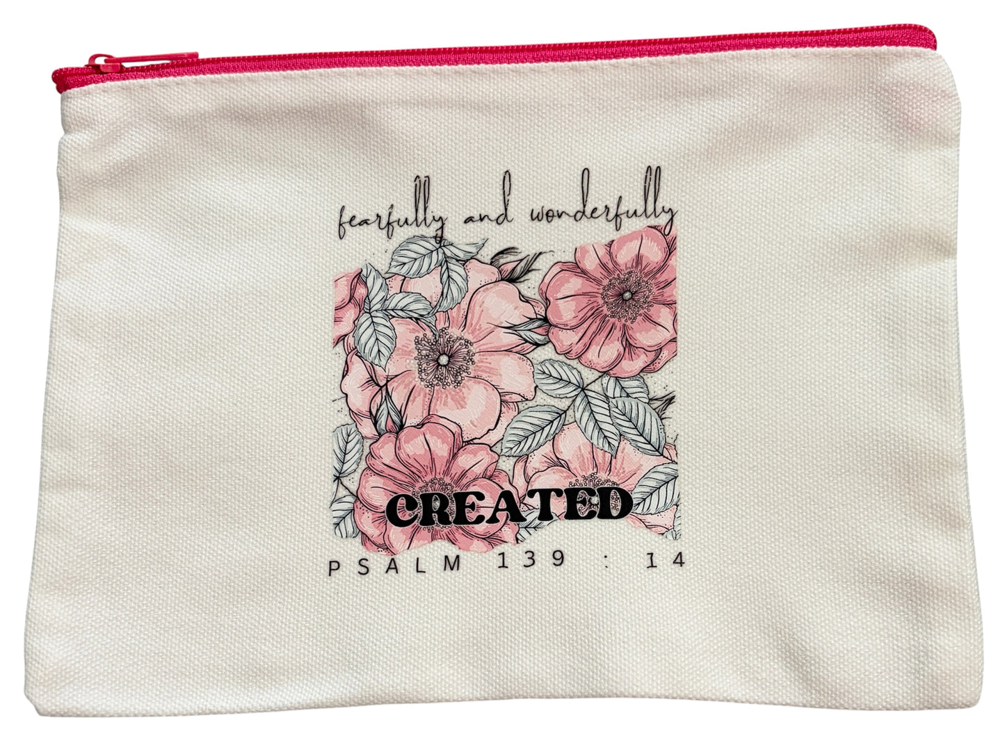 Christian Canvas Tote with Coordinating Zippered Pouch - Dark Pink Theme: