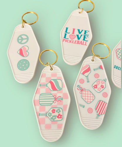 Pickleball Key Chains | Vintage Style Motel Key Design | Set of 6