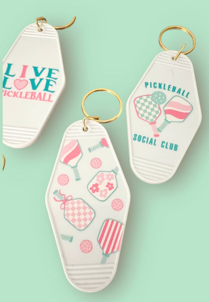 Pickleball Key Chains | Vintage Style Motel Key Design | Set of 6