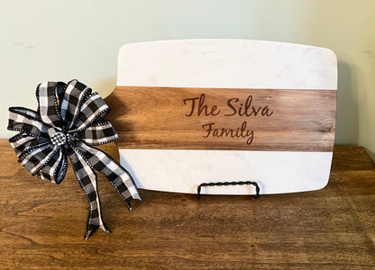 Custom | Engraved Wood & Marble Cutting Board | Wedding Gift | Pastor Gift | Bridal Shower | Anniversary Gift | House Warming Gift