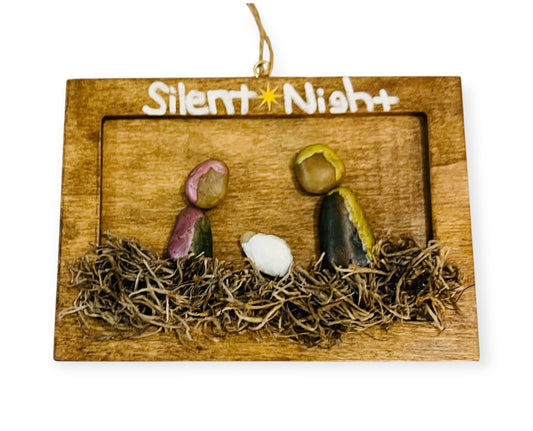Handmade Holy Family Ornament - Pebble Art