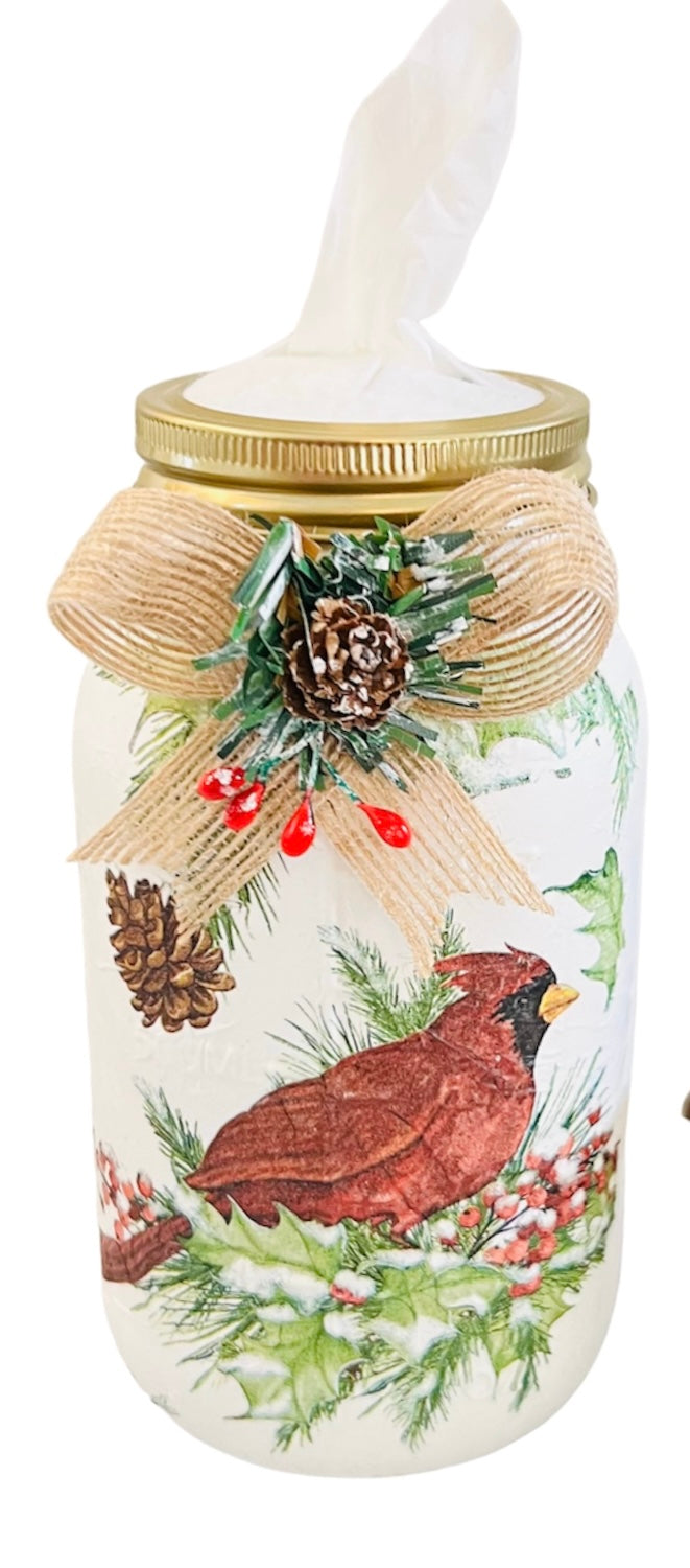 Mason Tissue Jar - Winter Cardinal
