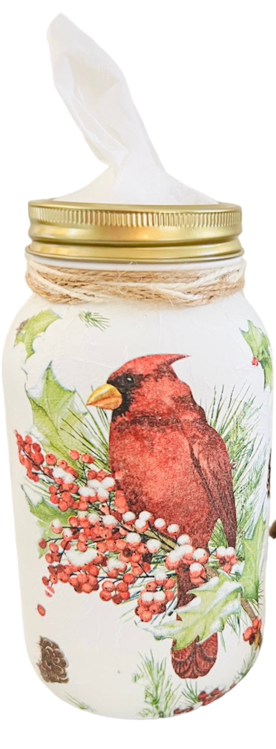 Mason Tissue Jar - Winter Cardinal