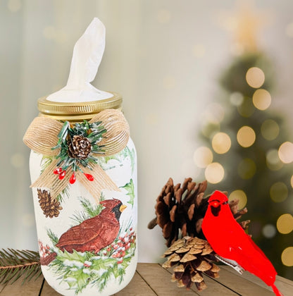 Mason Tissue Jar - Winter Cardinal