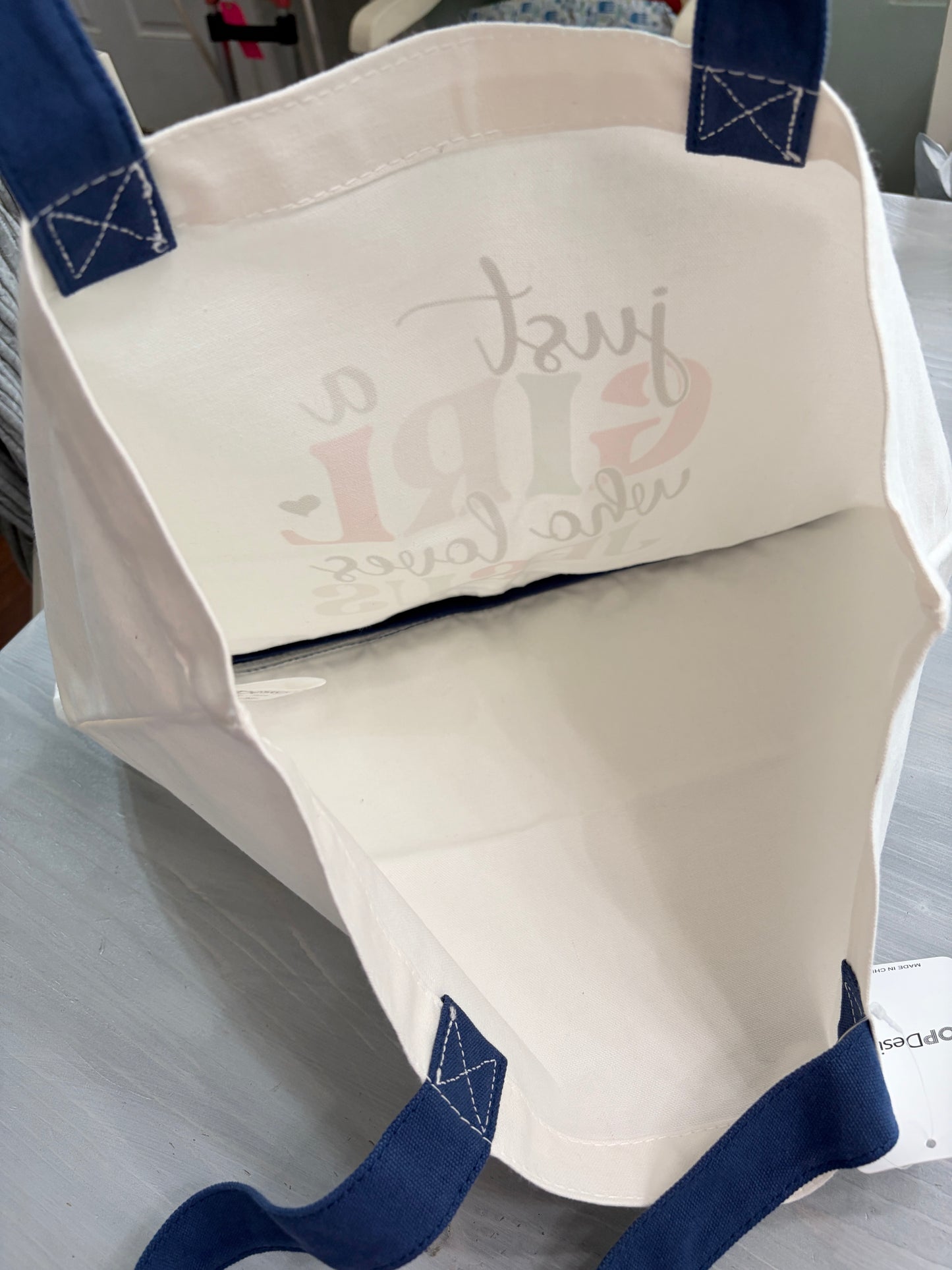 Christian Canvas Tote: “Just a girl who loves Jesus”- Large - Inspirational Gift